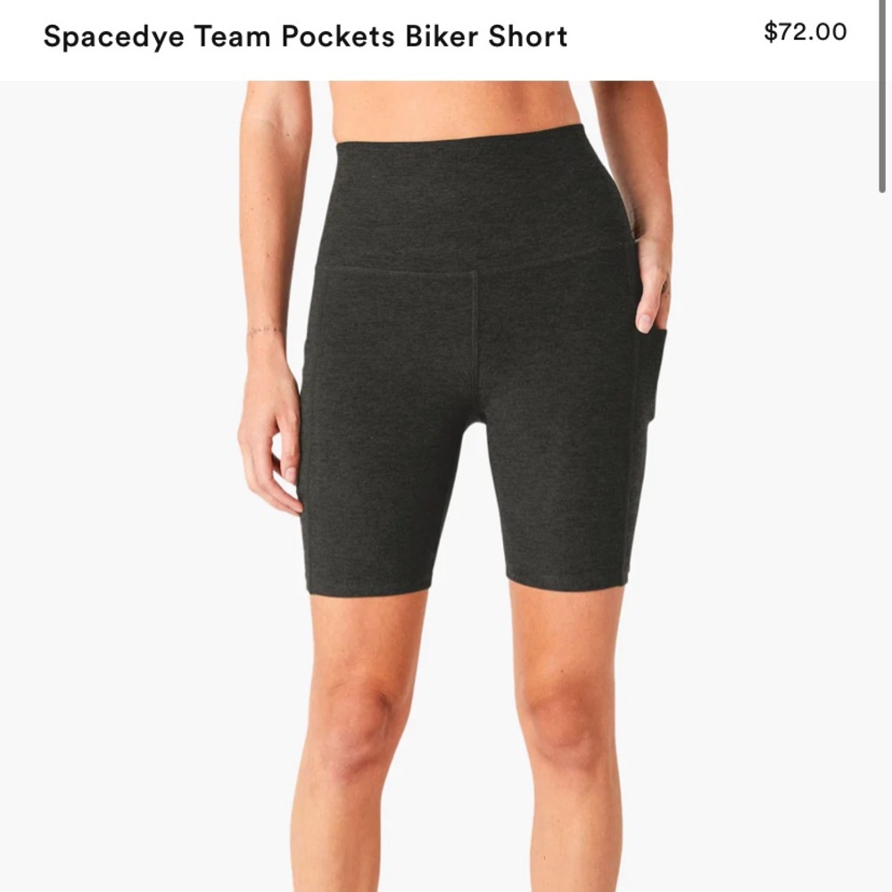 Beyond Yoga Spacedye Team Pockets Biker Short - Darkest Night Color